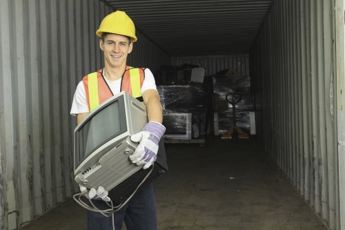 Satisfied business owner with waste removal service